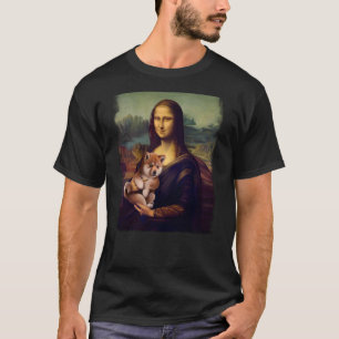 Mona Lisa hält einen Shiba Inu Süßer Hund Kunst Pa T-Shirt
