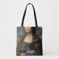 Mona Lisa hält elegante graue Katze
