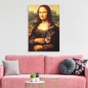 Mona Lisa hält heißen Tee Leonardo da Vinci Leinwanddruck