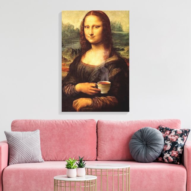 Mona Lisa hält heißen Tee Leonardo da Vinci Leinwanddruck (Insitu (Wohnzimmer))