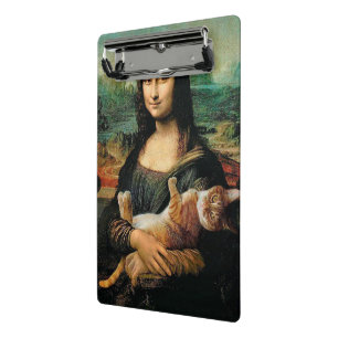 Mona Lisa hält ihre Katze Leonardo da Vinci Mini Klemmbrett