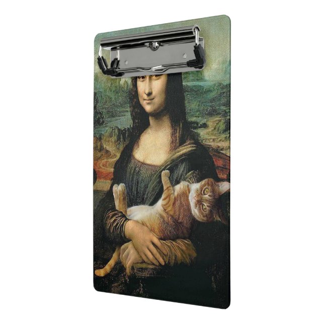Mona Lisa hält ihre Katze Leonardo da Vinci Mini Klemmbrett (Gewinkelt2)