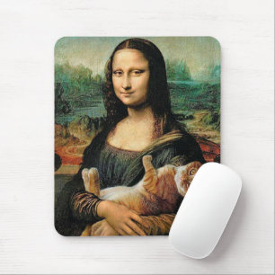Mona Lisa hält ihre Katze Leonardo da Vinci Mousepad