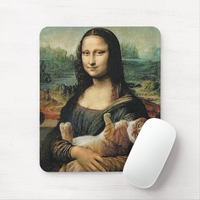 Mona Lisa hält ihre Katze Leonardo da Vinci Mousepad (Mit Mouse)