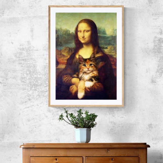 Mona Lisa hält ihren Katzenkatzen Leonardo da Vinc Poster (Von Creator hochgeladen)