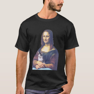 Mona Lisa hält Katze Katze Vater Katze Mutter Kätz T-Shirt