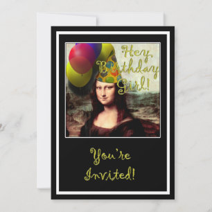 Mona Lisa Happy Birthday Party Hat Karte