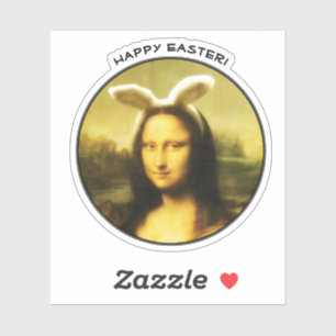 Mona Lisa Hasenohren Ostern Aufkleber