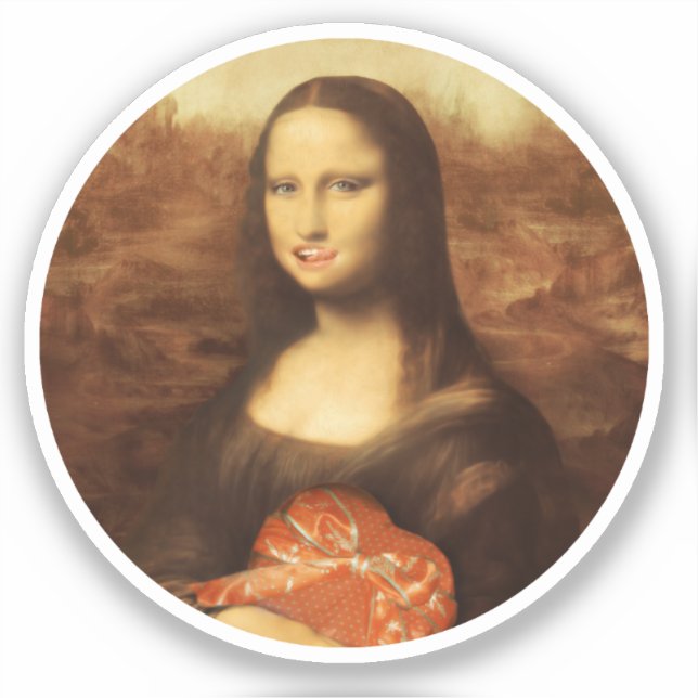 Mona Lisa Heart Valentine's Day Kiss Aufkleber (Vorderseite)