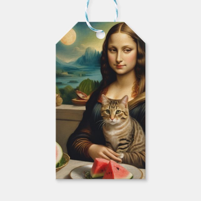 Mona Lisa &her cat  -  Summer vibes  Geschenkanhänger (Vorderseite)