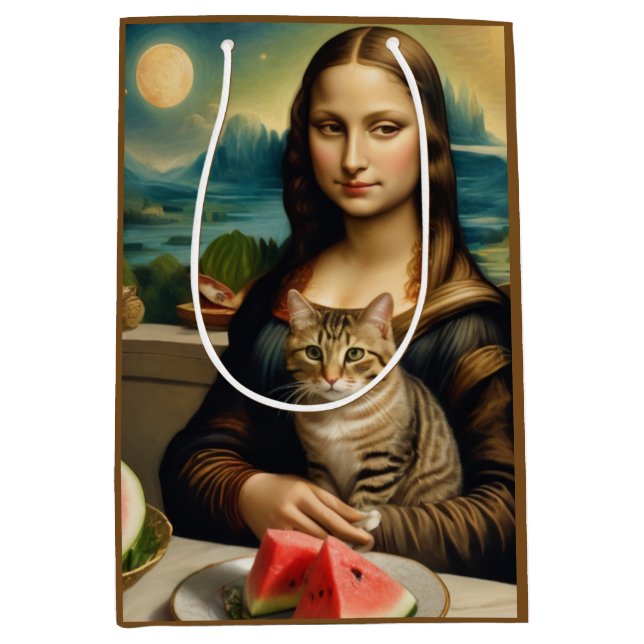 Mona Lisa &her cat  -  Summer vibes \ Mittlere Geschenktüte (Vorderseite)