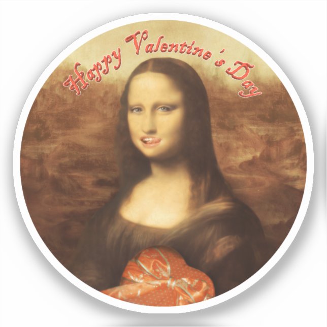 Mona Lisa Herz Valentinstag-Kuss Aufkleber (Vorderseite)