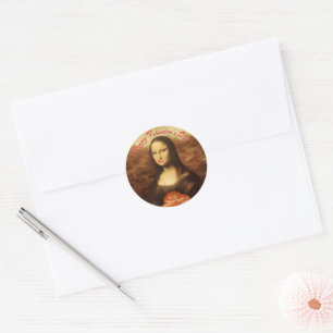 Mona Lisa Herz Valentinstag-Kuss Runder Aufkleber