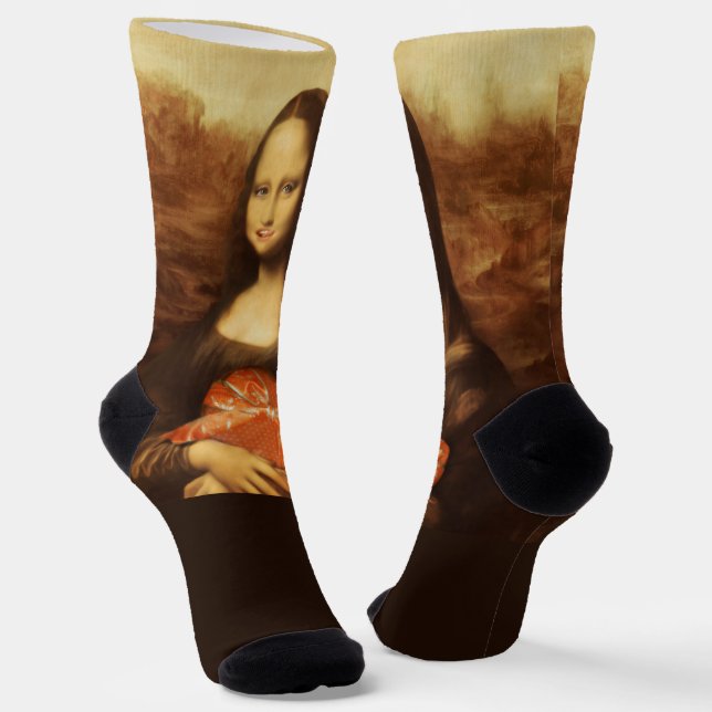 Mona Lisa Herz Valentinstag-Kuss Socken (Gewinkelt)