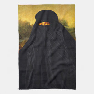 Mona Lisa Hidden Behind Burqa Geschirrtuch