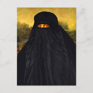 Mona Lisa Hidden Behind Burqa Postkarte