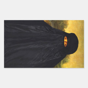 Mona Lisa Hidden Behind Burqa Rechteckiger Aufkleber