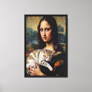 Mona Lisa Holding Cat Leinwand Kunst, Dichtung und