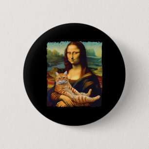 Mona Lisa Holding Cat Portrait Kunstmalerei Button