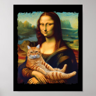 Mona Lisa Holding Cat Portrait Kunstmalerei Poster