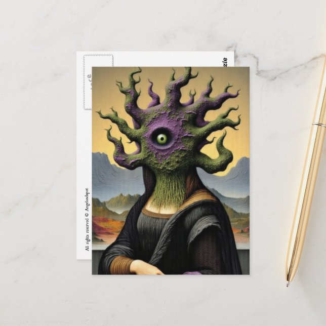 Mona Lisa Horror Postkarte (Vorderseite/Rückseite Beispiel)