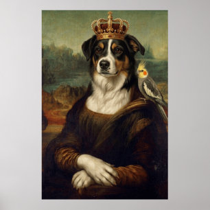 Mona Lisa Hund mit Nymphensittich Fine Art Poster