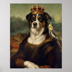 Mona Lisa Hund mit Nymphensittich Fine Art Poster