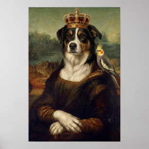 Mona Lisa Hund mit Nymphensittich Fine Art Poster