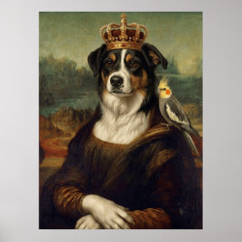 Mona Lisa Hund mit Nymphensittich-Kakadu-Fine-Art- Poster