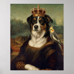 Mona Lisa Hund mit Nymphensittich-Kakadu-Fine-Art- Poster