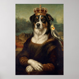 Mona Lisa Hund mit Nymphensittich-Kakadu-Fine-Art- Poster