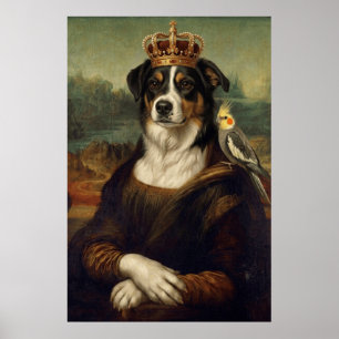 Mona Lisa Hund mit Nymphensittich-Kakadu-Fine-Art- Poster