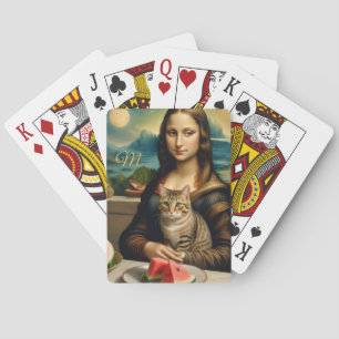 Mona Lisa & ihre Katze  -  Monogramm  Spielkarten