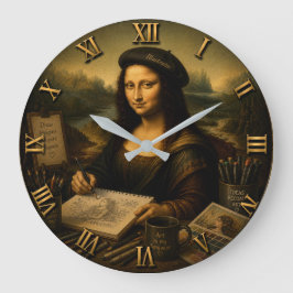 Mona Lisa Illustrator Funny Artist Studio Große Wanduhr