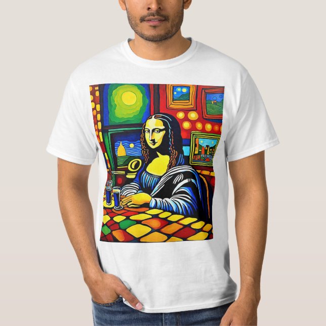 Mona Lisa im Café 2 T-Shirt (Vorderseite)