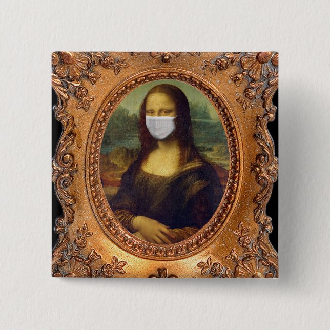 Mona lisa in einer chirurgischen Maske leonardo da Button (Vorderseite)