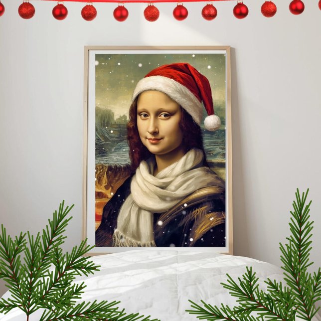 Mona Lisa  in Santa  hat - festive vibes Poster (Von Creator hochgeladen)
