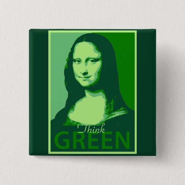 Mona Lisa ist grün Button (Vorderseite)