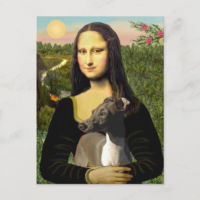 Mona Lisa - Italienischer Windhund Postkarte (Vorderseite)