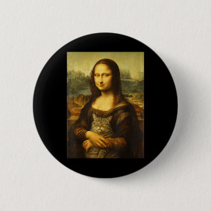 Mona Lisa Katze für Katzenliebhaber Button