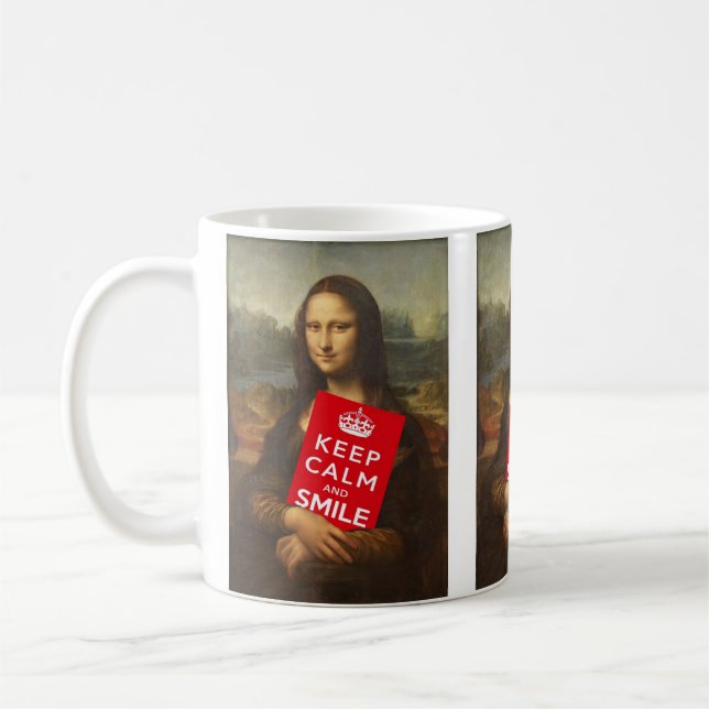 Mona Lisa Keep Calm And Smile Kaffeetasse (Links)