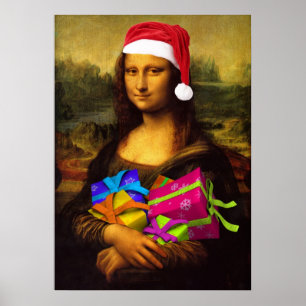 Mona Lisa kommt als Weihnachtsmann Poster