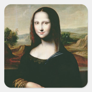 Mona Lisa, Kopie des Gemäldes von Leonardo da Vin Quadratischer Aufkleber