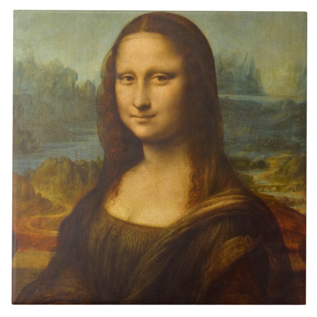 Mona Lisa, La Joconde, 1503 von Leonardo da Vinci Fliese (Vorderseite)