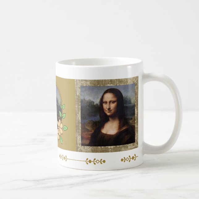 Mona Lisa, Leonardo da Vinci, Leinwand Kaffeetasse (Rechts)