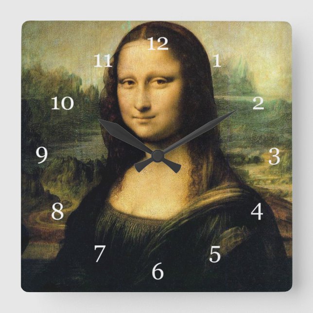 Mona Lisa, Leonardo Da Vinci Quadratische Wanduhr (Vorderseite)
