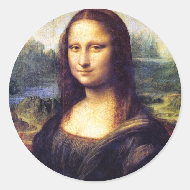 Mona Lisa, Leonardo da Vinci Runder Aufkleber (Vorderseite)