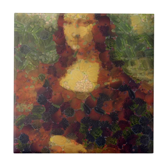Mona Lisa Lettuce Vegane Kunstparadies Fliese (Vorderseite)