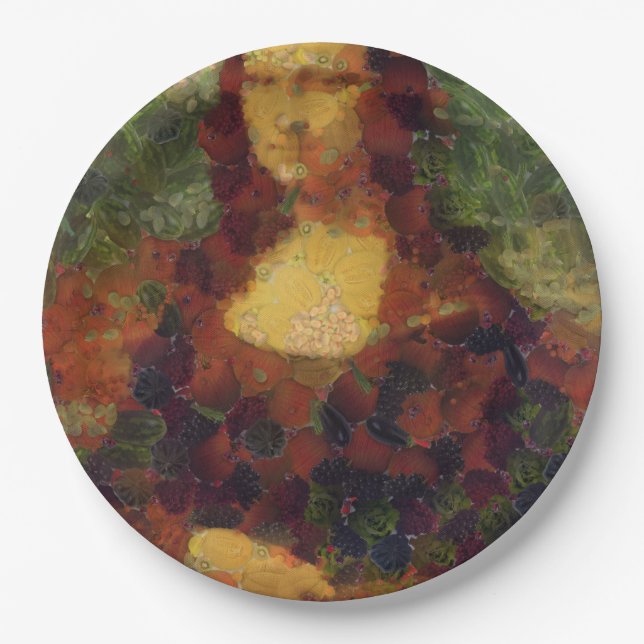 Mona Lisa Lettuce Vegane Kunstparadies Pappteller (Vorderseite)