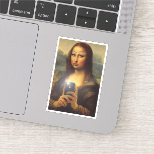 Mona Lisa macht mit Make-up Da Vinci ein lustiges  Aufkleber